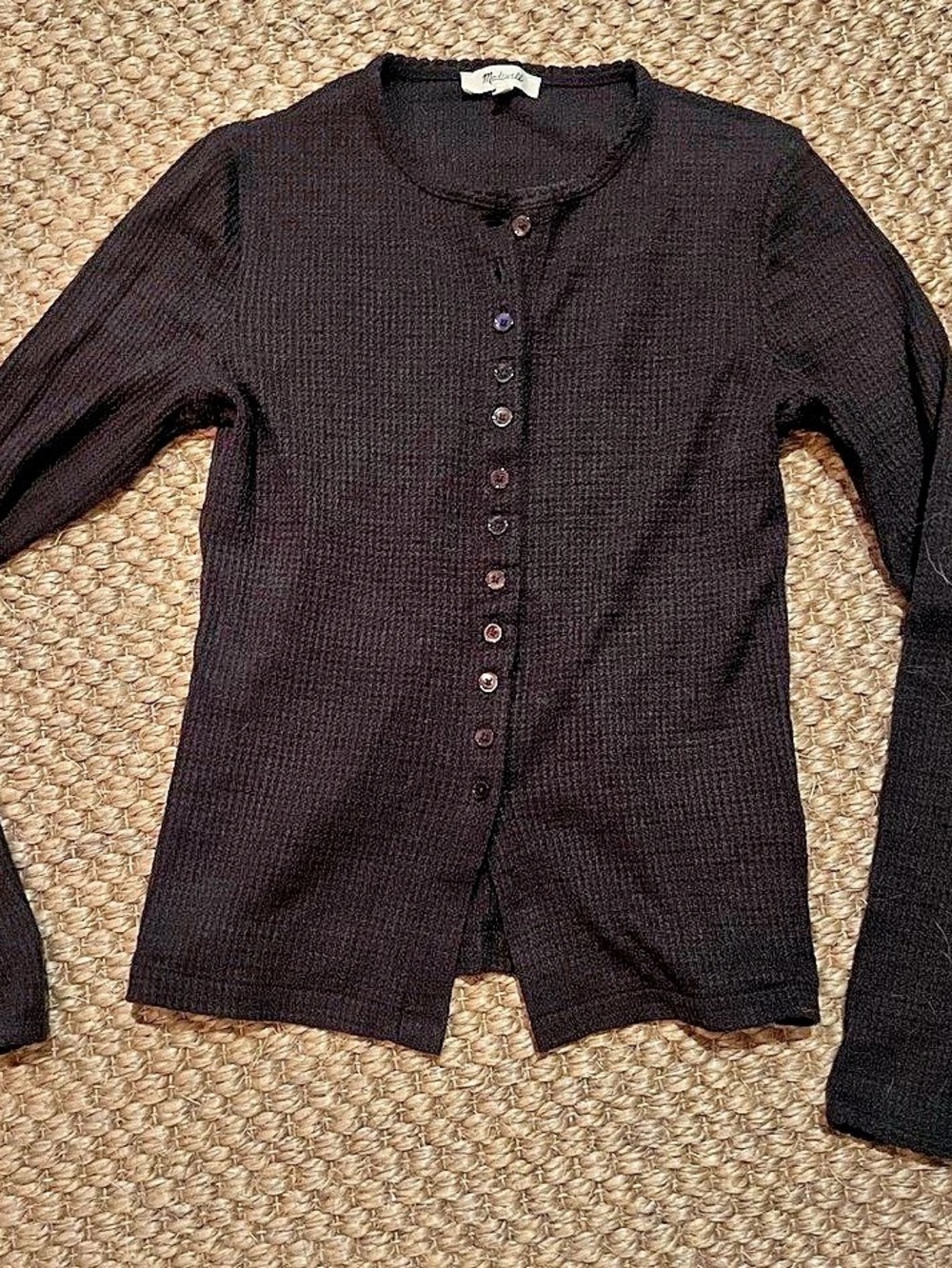Madewell Button-Front Cardigan in 100% Cotton Brown Cardigan Size Small Like New